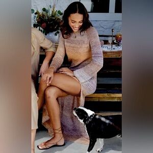 LSPACE MONROE BELL LONG SLEEVE MAXI SWEATER DRESS SIZE S SIDE SLIT CREW NECK NWT